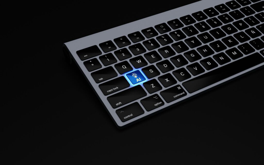 a black keyboard with a blue button on it it specialists barrie MSP